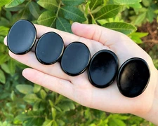Black Obsidian Worry Stone (Black Obsidian Palm Stone Crystal, Protection Stone)
