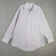 Brooks Brothers Men Button Up Dress Shirt 18 Blue Striped Slim Fit Non-Iron READ