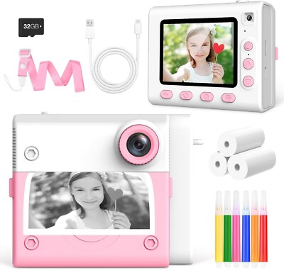 Kinderkamera, Dual-Objektiv Selfie Kamera, 2,8'' IPS Bildschirm, 48MP, 1080P, 32GB Karte