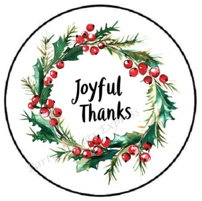 JOYFUL THANKS THANK YOU CHRISTMAS ENVELOPE SEALS LABELS STICKERS PARTY ...