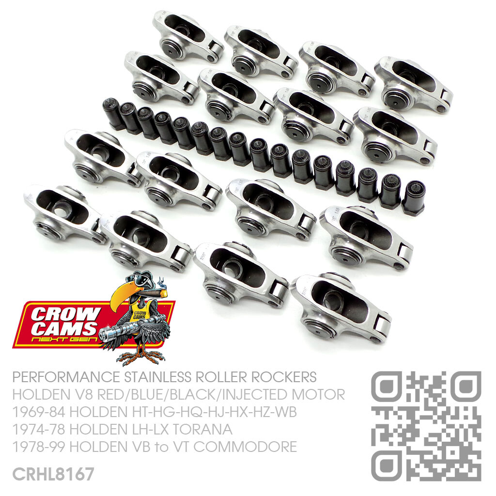 CROW CAMS 7/16" SS ROLLER ROCKERS V8 253 & 308 RED MOTOR [HOLDEN LHLX