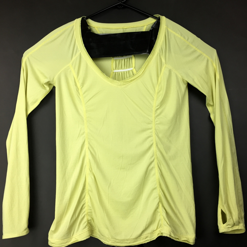 Lululemon Womens Sz 8 (36in Bust) Yellow Striped Swiftly Tech Long Sleeve Scoop - Picture 4 of 9