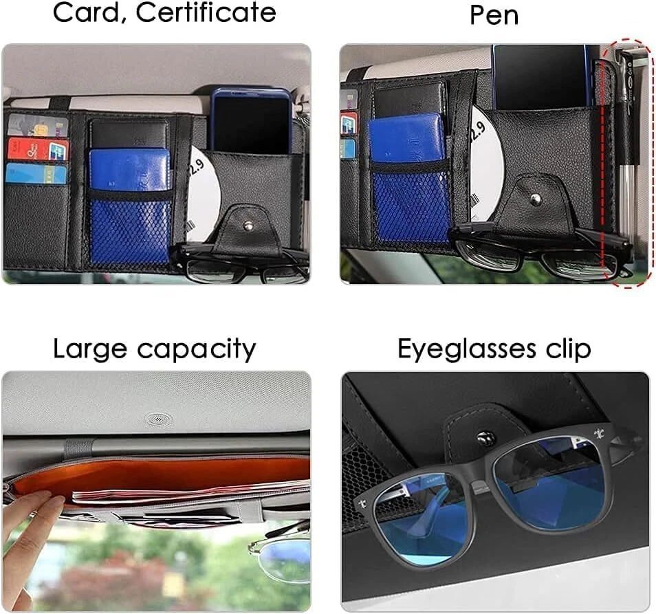 Organizador de bolsillo para visera de sol de coche bolsa de almacenamiento personal para camiones coches Foto 3 de 4