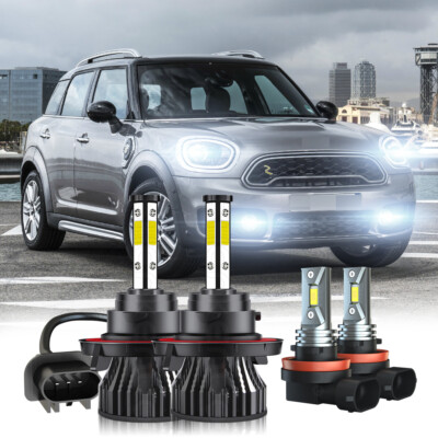 New 4Pcs 6000K LED Headlight+Fog Light Combo Bulbs Kit For Mini Cooper ...