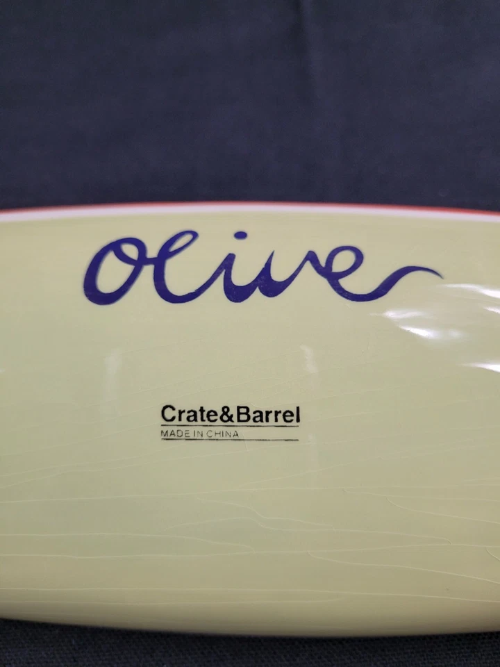 Crate & Barrel Porcelain Olive Boat Tray Appetizers Cheese Crackers 16 1/4" x 4" - Image 4 of 4