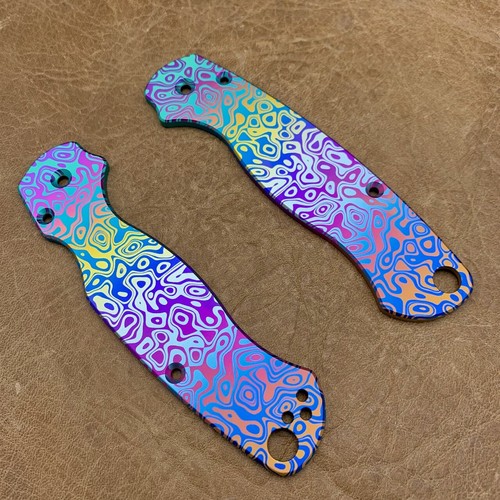 Spyderco Paramilitary 2 Scales ~ CNC Milled Titanium Multi fade Flomascus scales - Picture 6 of 6