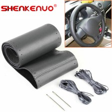 Black Leather Car Steering Wheel Cover Protector Universal Fit 14.5-15 Inch Black Leather Car Steering Wheel Cover Protector Universal Fit 14.5-15 Inch
