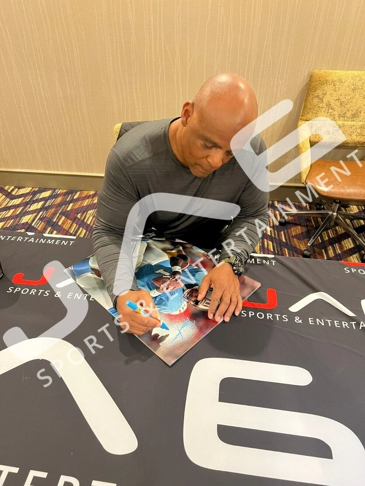 Warren Moon signed inscribed framed 16x20 photo NFL Houston Oilers PSA suede - Image 2 of 2