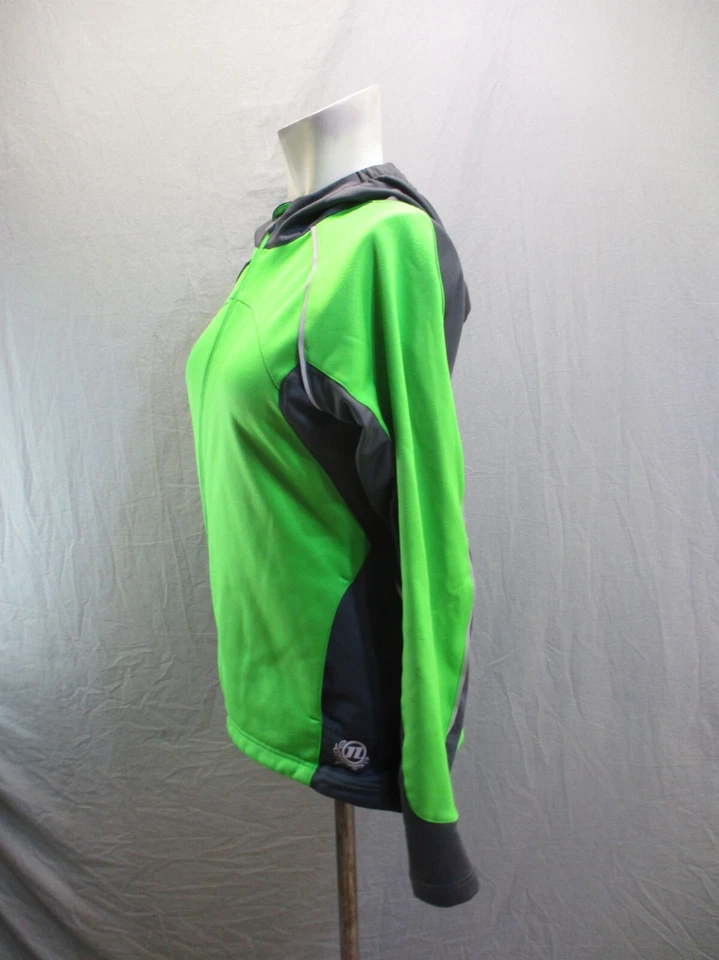 Chaqueta atlética Novara talla M para mujer verde y gris con capucha y cremallera 5BL-130 Foto 3 de 4