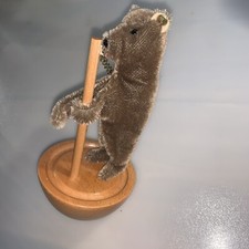 Antique Circa 1905 STEIFF Mohair Bear Climbing On Wooden Pole Brass Chain NICE