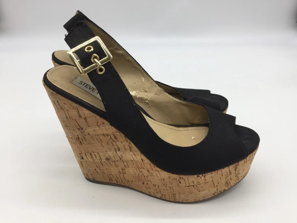Steve Madden Wissper Mujer Alpargatas Negras Plataforma Cuñas Talla 7 Foto 4 de 4