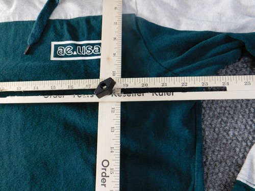 American Eagle Mens Hoodie Large green pullover striped pockets classic - Picture 8 of 13