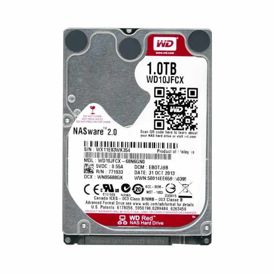 DISCO FISSO WD RED WD10JFCX NASWARE 2.0 1TB 5.4K 16MB SATA III 2.5'' - Immagine 3 di 3