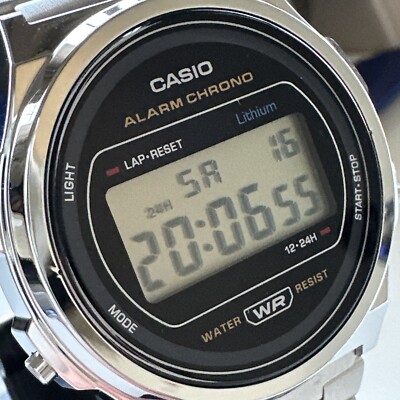 Casio Unisex Quartz Alarm Chronograph Silver-Tone 38mm Digital Watch A171WE-1A