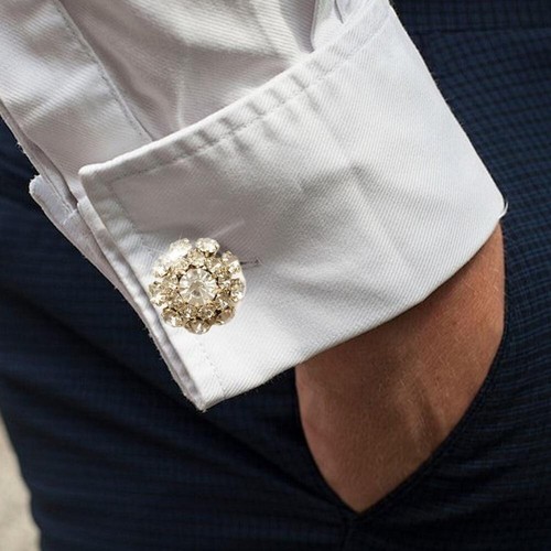 2PCS Rhinestone Flower Cufflinksble for Shirt Tuxedo Accessories - Picture 5 of 17