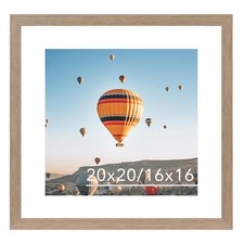 20x20 Picture Frame Rustic Brown with 16x16 Mat, Display Photo 16x16 with Mat...