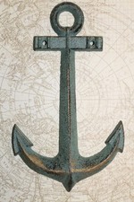 2-Large Metal ANCHOR WALL PLAQUE,Maeiner Decor,Boat Style,Bath Accents,N-42