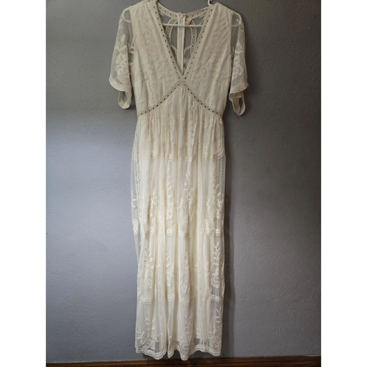 fitted lace wedding dress Cecilia 100% Cotton Smocked Maxi Dress in Ivory (Lined) main image 0