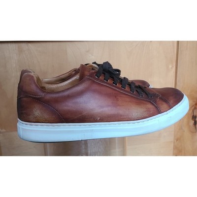 Magnanni Blanco Cognac Brown Lace Up Sneakers US 10 Luxury Designer Made Spain