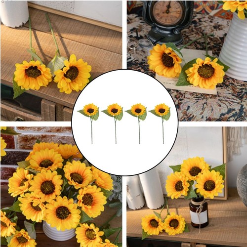Decorative Faux Sunflower 27.5cm Orange Simulated Single Stem Set of 5 - Picture 18 of 24