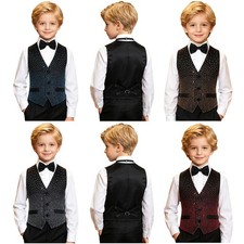 Kids Boys Tank Tops Wedding Waistcoat Pointed Blouse Holiday Vest Hem Gentleman