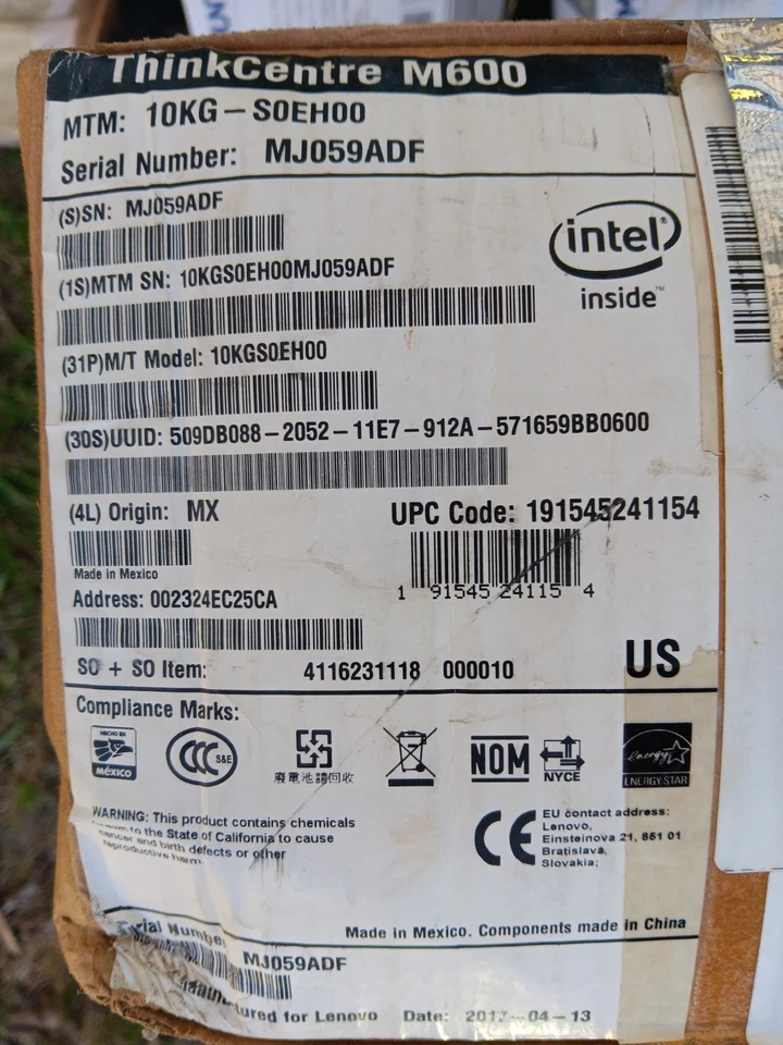 Lenovo ThinkCentre M600 Tiny Pentium J3710 1.6GHz Quad Core 4GB DDR3 - Image 2 of 2