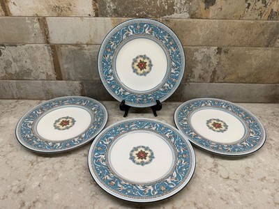 Wedgwood Turquoise Florentine 8'' Salad Plates...Four Green Backstamp