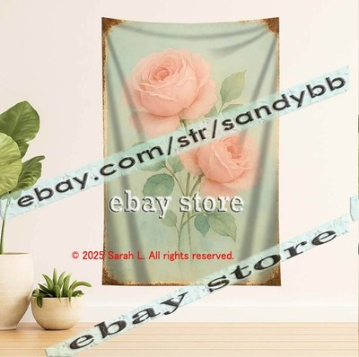 Soft Pink Rose Art Tapestry romantic decor picture 39X59 in