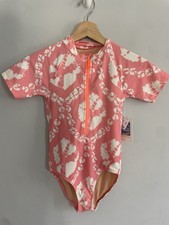 NWT Crewcuts Girl  s One Piece Rash Guard Short Sleeve Swim Suit Tie Dye Size 10