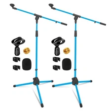 5 Core Microphone Stand Pair Floor Height Adjustable w Telescoping Boom Arm