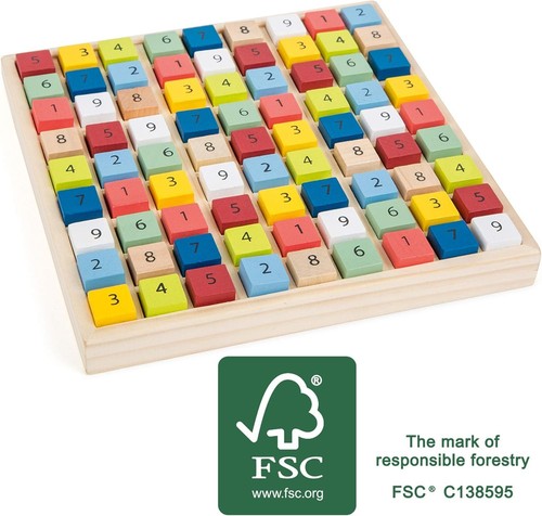 small foot 11164 Colourful Sudoku "Educate" made of wood, with 81 number cubes i - Picture 5 of 6