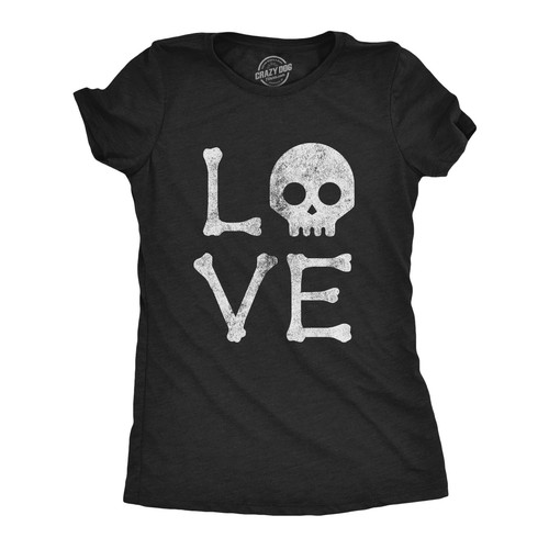 Womens Love Skull T Shirt Funny Skeleton Bones Halloween Party Graphic Tee