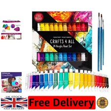 Art Supplies Geschenk - 24 ungiftige Acrylfarben & 3 Pinsel für Künstler
