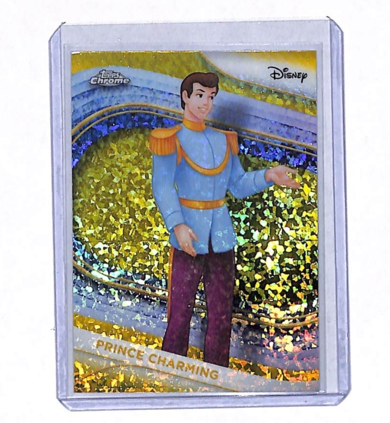 2025 Topps Chrome Disney #76 Prince Charming Yellow Mini Diamond Refractor Card