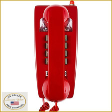 Sangyn Retro Wall Phone Mechanical Ringer Corded Landline Telephone Red