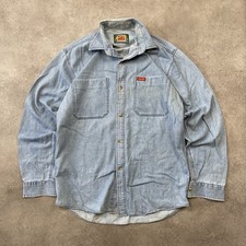 Wrangler Shirt Men's Small Vintage Long Sleeve Western Denim Button-Up, Blue
