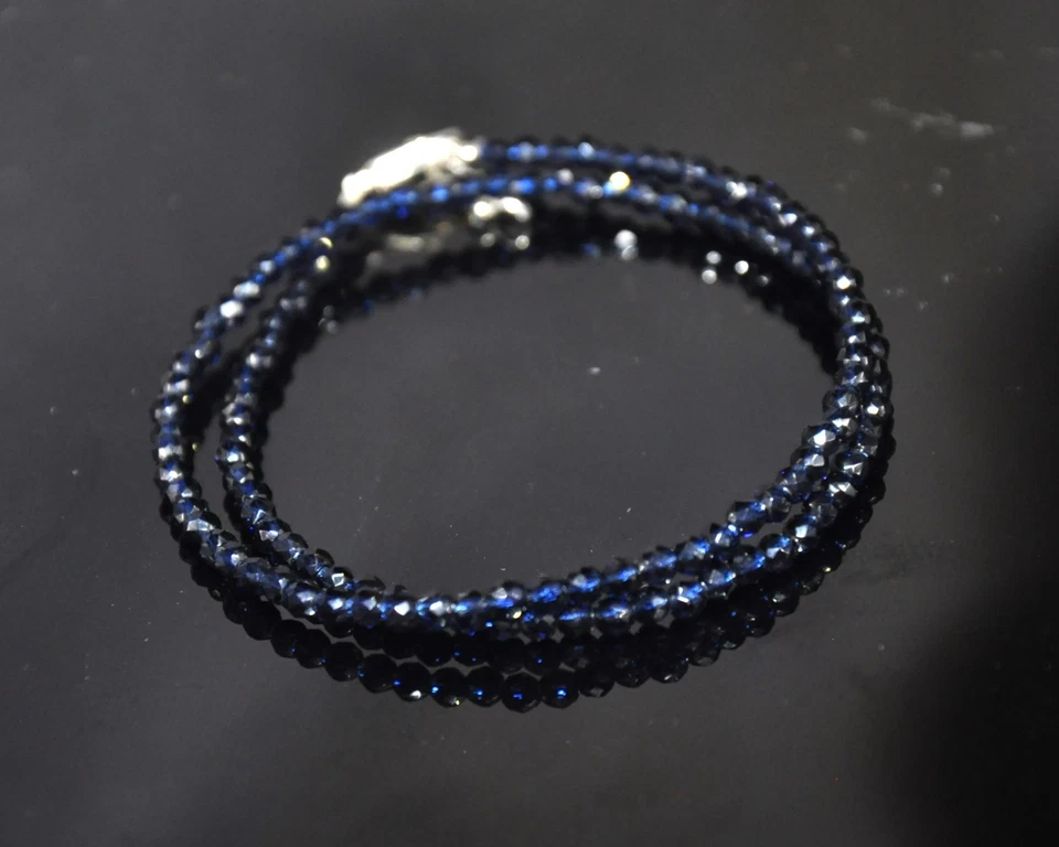 Cuentas rondelle facetadas de diamantes azul claro, cuentas rondelle de diamantes de 2 mm, collar Foto 4 de 4