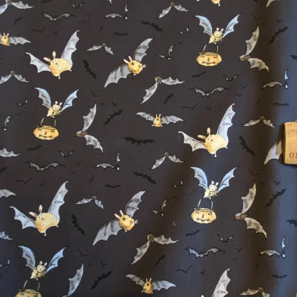 BTY Halloween Parade Bats Fabric Gray Cotton Clothworks - Image 4 of 4
