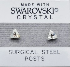 Silver Triangle Stud Earrings 5mm Crystal Made with Swarovski Element