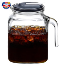 68 Oz Glass Pitcher With Lid Spout Large Iced Tea Juice Fridge Drink Container