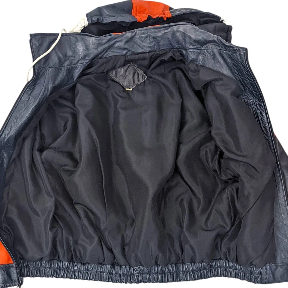 Chaqueta de Cuero Bootleg Vintage Años 90 Denver Broncos Para Hombres XL Naranja Azul Fútbol Foto 3 de 4