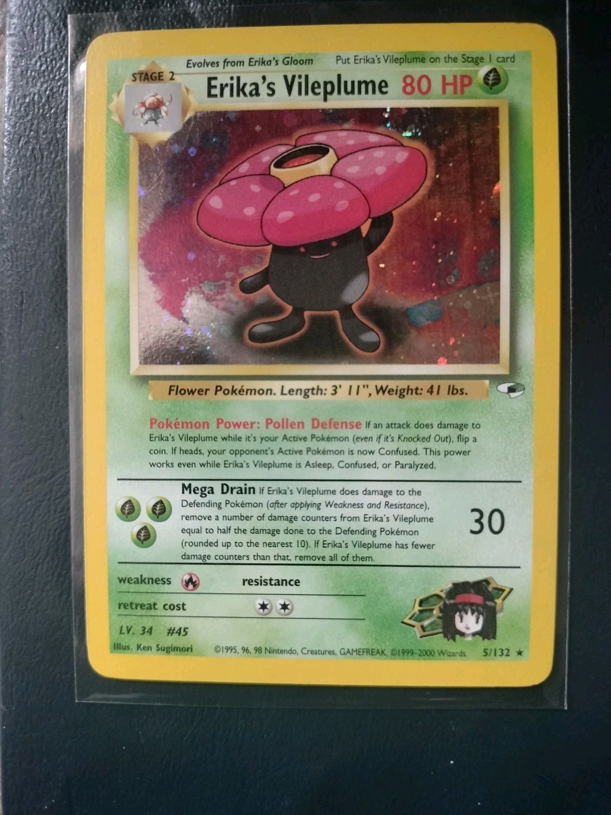 Pokemon Erika's Vileplume Holo Rare Gym Heroes 5/132