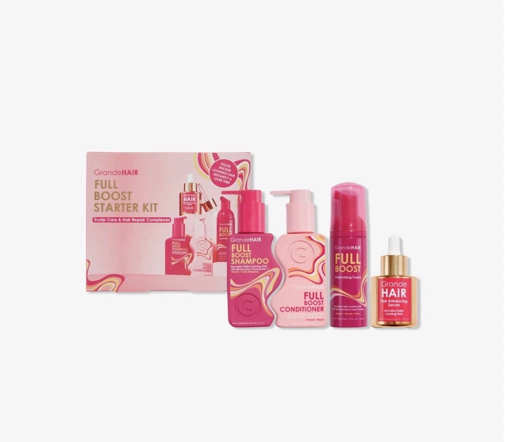 GrandeHAIR Full Boost Starter Hair Kit Serum, Foam, Shampoo/Conditioner