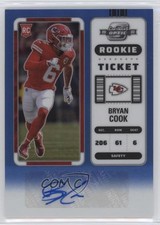 2022 Panini Contenders Optic Rookie Ticket Blue Prizm 61/75 Bryan Cook Auto 12tf