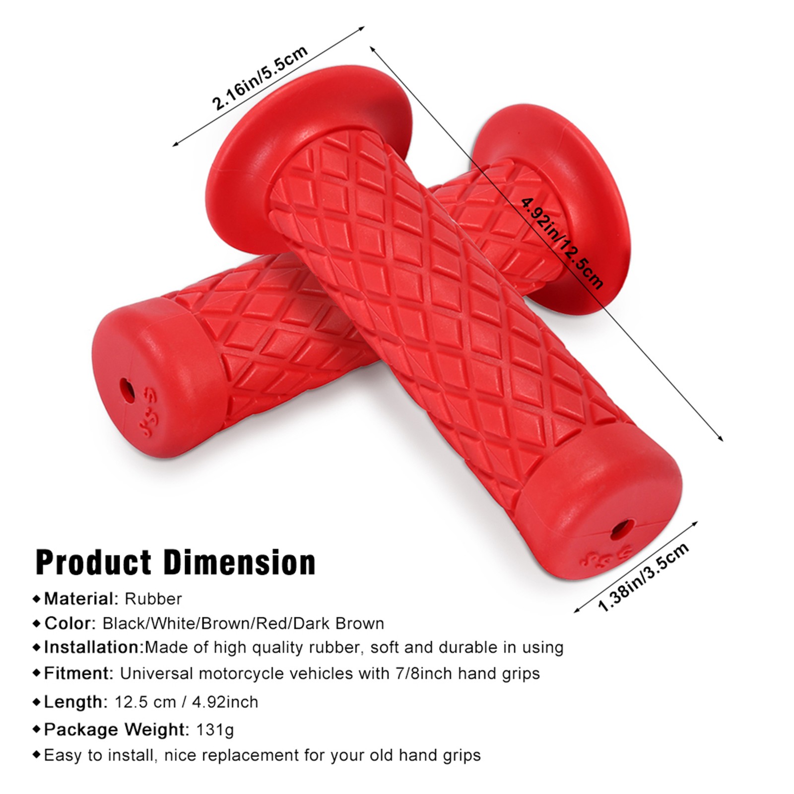 1 Pair 22mm Soft Rubber Handlebar Grips For Motorcycle Dirt Bikes
