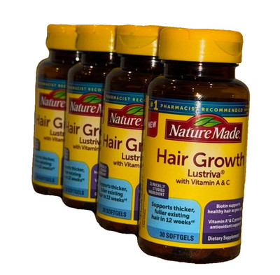 (4 PACK) Nature Made Hair Growth Softgels Lustriva EXP. 09/2027 -Nib   120 Total
