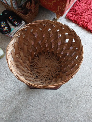 Vintage Wicker Waste Paper Bin Woven Weave Rattan Boho Basket Plant Holder - Picture 2 of 5