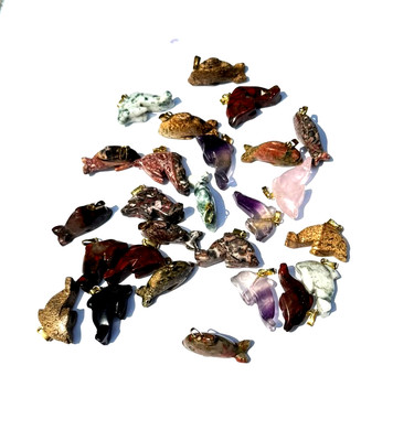 Wholesale Lot 25  Assorted Hand Made Dolphin Stones Pendants 1  inch long