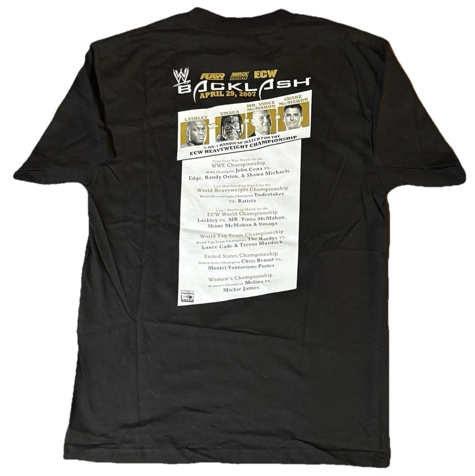 WWE Backlash Event Shirt Double Sided Size M New VTG 2007 PPV NWOT - Image 2 of 3