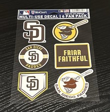 San Diego Padres 5.5 X 7.5 INCH 6 Piece Multi-Use Decal Set/ Wincraft Sports